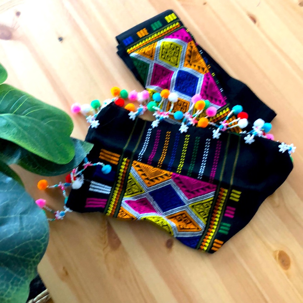 Handmade head piece wrap Hmong Stripe
